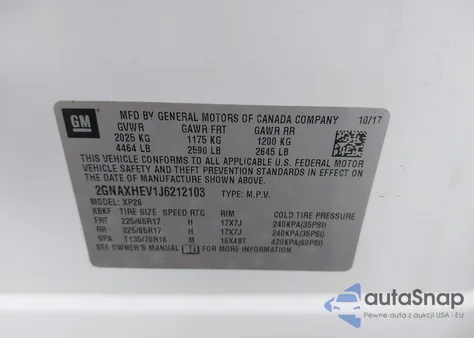 2018 Chevrolet Equinox Ls from USA, damaged, VIN 2GNAXHEV1J6212103